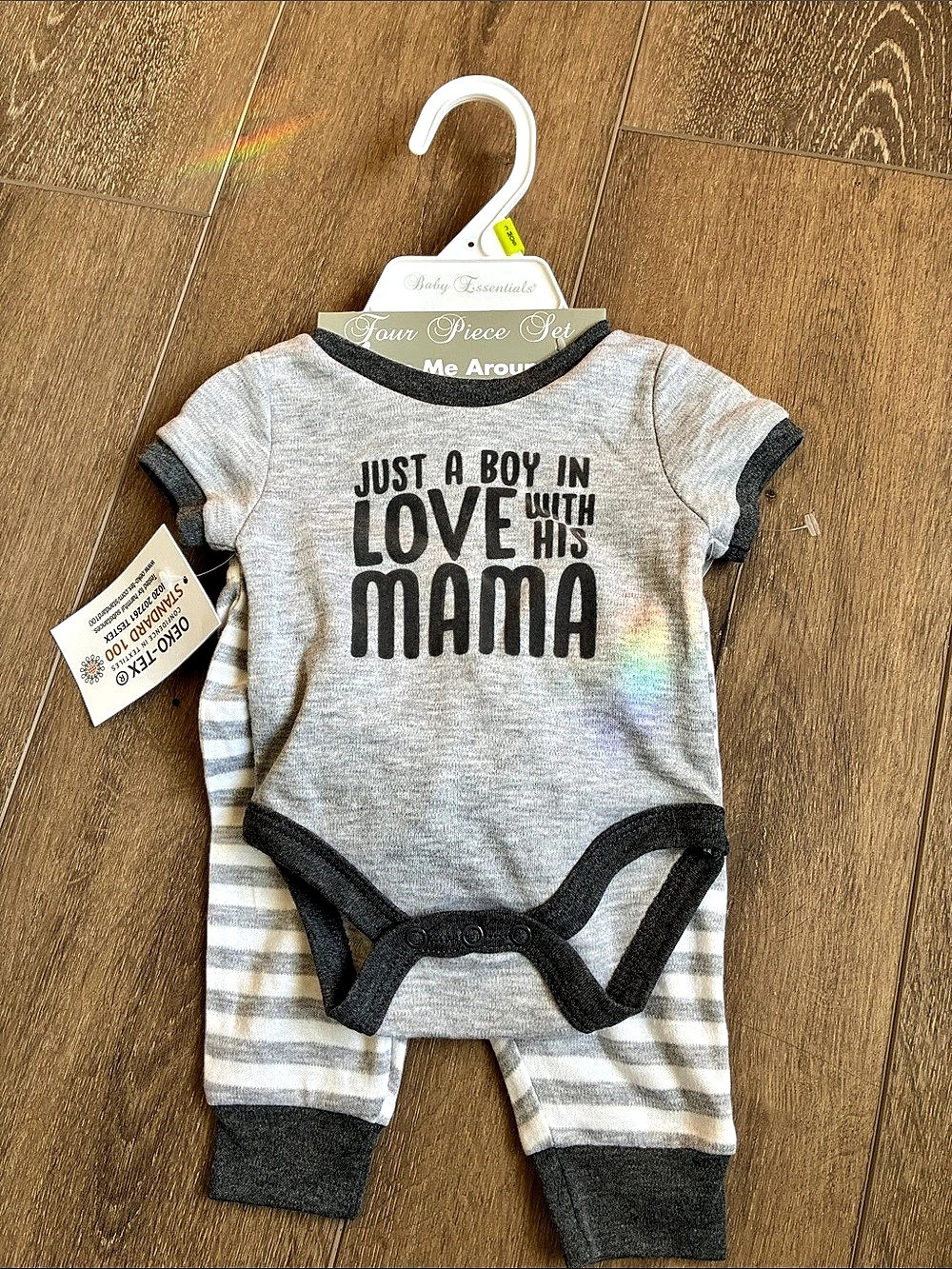 Baby Essentials, Matching Set Gray & White Baby 3M NWT